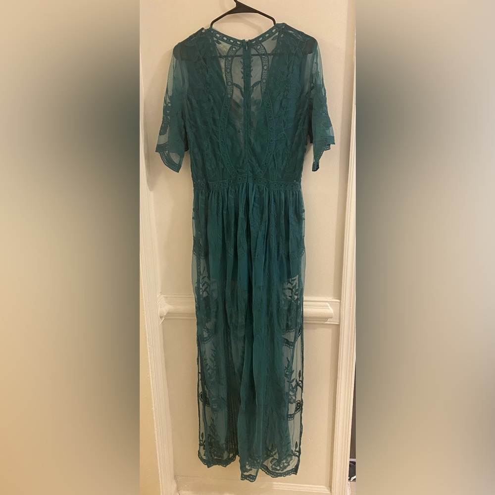 Honey Punch Teal Lace Maxi Dress - Picture 5 of 5